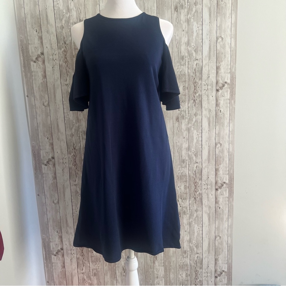 Milly Navy Blue Cold Shoulder Mini Dress Crewneck Small